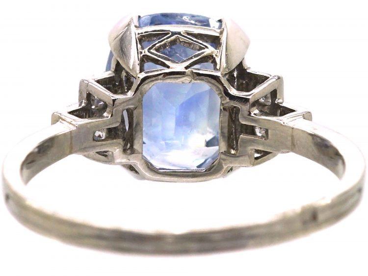French Art Deco Platinum Lilac Sapphire & Diamond Ring