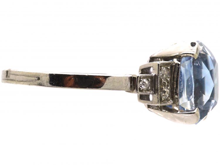 French Art Deco Platinum Lilac Sapphire & Diamond Ring