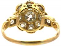 Edwardian 18ct Gold & Platinum Diamond Cluster Ring with Diamond Set Shoulders