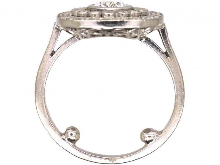 French Art Deco Platinum Diamond Cluster Ring