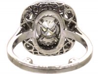 French Art Deco Platinum Diamond Cluster Ring