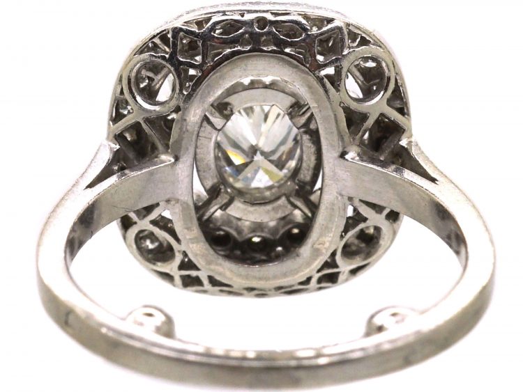 French Art Deco Platinum Diamond Cluster Ring