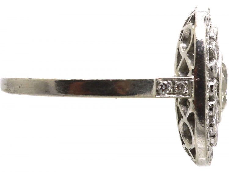 French Art Deco Platinum Diamond Cluster Ring