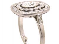 French Art Deco Platinum Diamond Cluster Ring