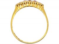 Edwardian 18ct Gold Boat Shaped Ring set with Diamonds & Rubies
