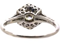 Art Deco Platinum Hexagonal Shaped Diamond Ring