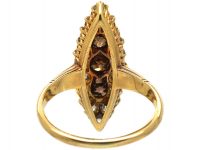 Edwardian 18ct Gold Marquise Ring set with Brown & White Diamonds