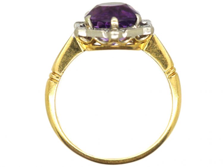 Art Deco 18ct Gold & Platinum, Amethyst & Diamond Ring by Alabaster & Wilson