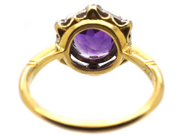 Art Deco 18ct Gold & Platinum, Amethyst & Diamond Ring by Alabaster & Wilson