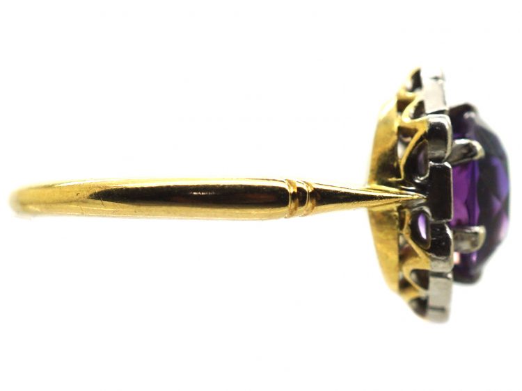 Art Deco 18ct Gold & Platinum, Amethyst & Diamond Ring by Alabaster & Wilson