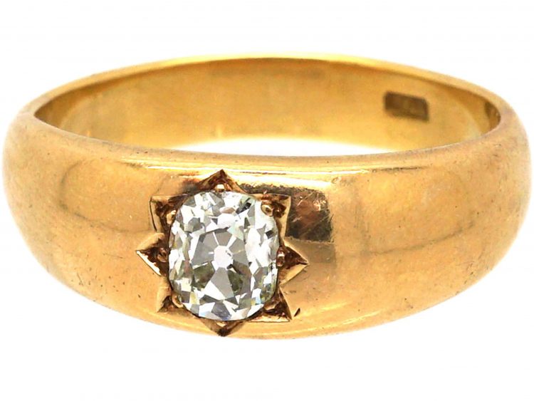 Victorian 18ct Gold Gypsy Ring set with a Diamond