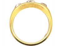 Victorian 18ct Gold Three Stone Old Mine Cut Diamond Rub Over Set Ring
