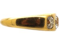 Victorian 18ct Gold Three Stone Old Mine Cut Diamond Rub Over Set Ring