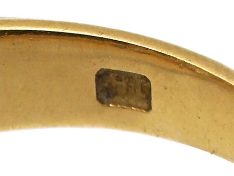 Victorian 18ct Gold Three Stone Old Mine Cut Diamond Rub Over Set Ring