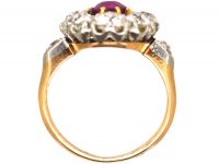 French Import Belle Epoque 18ct Gold, Burma Ruby & Diamond Cluster Ring