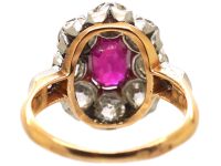 French Import Belle Epoque 18ct Gold, Burma Ruby & Diamond Cluster Ring