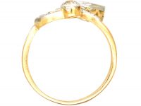 Art Nouveau 18ct Gold & Platinum Diamond Flower Ring