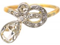 Art Nouveau 18ct Gold & Platinum Diamond Flower Ring