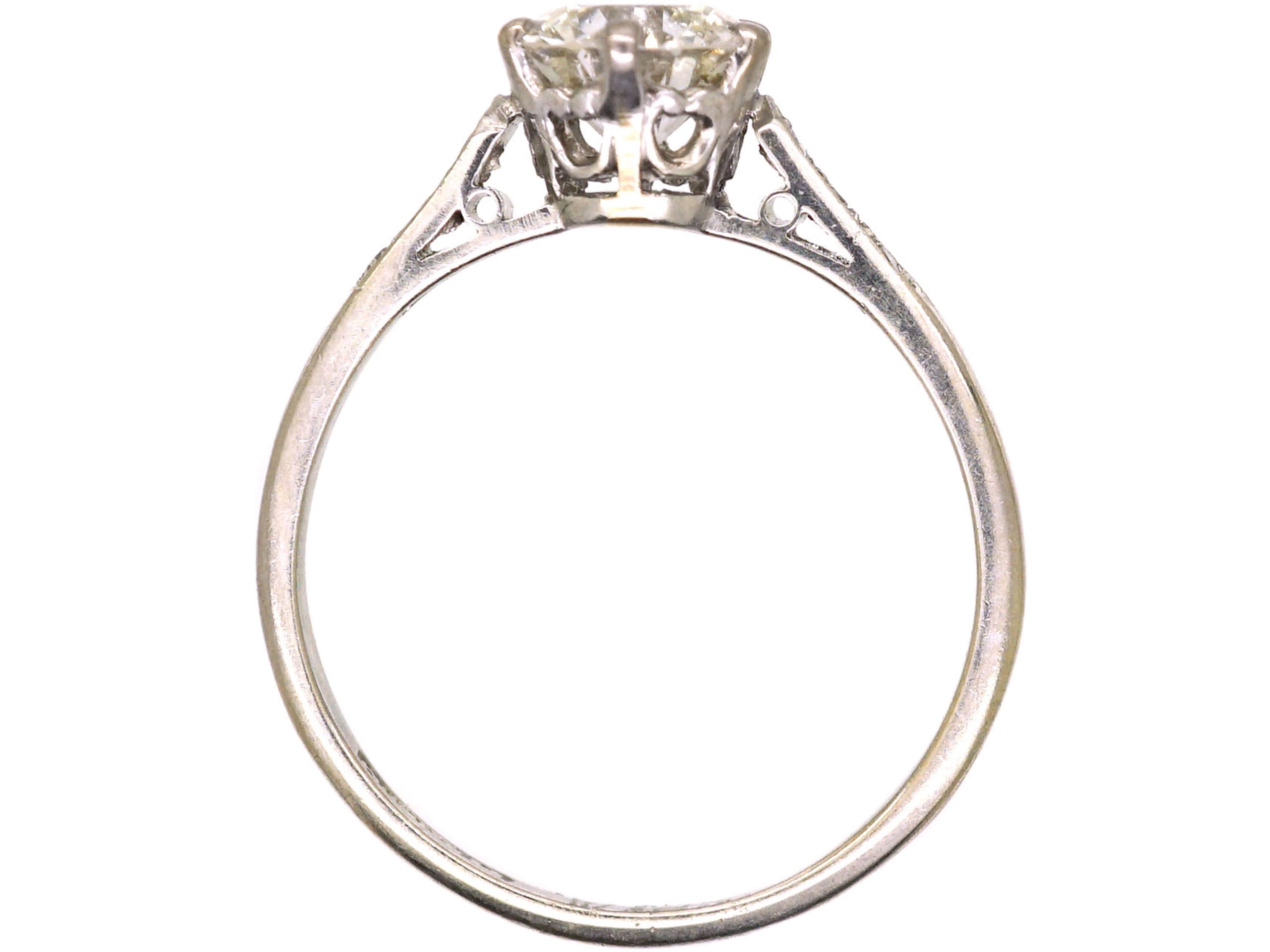 Platinum 0.50ct Diamond Solitaire with Diamond Set Shoulders Ring