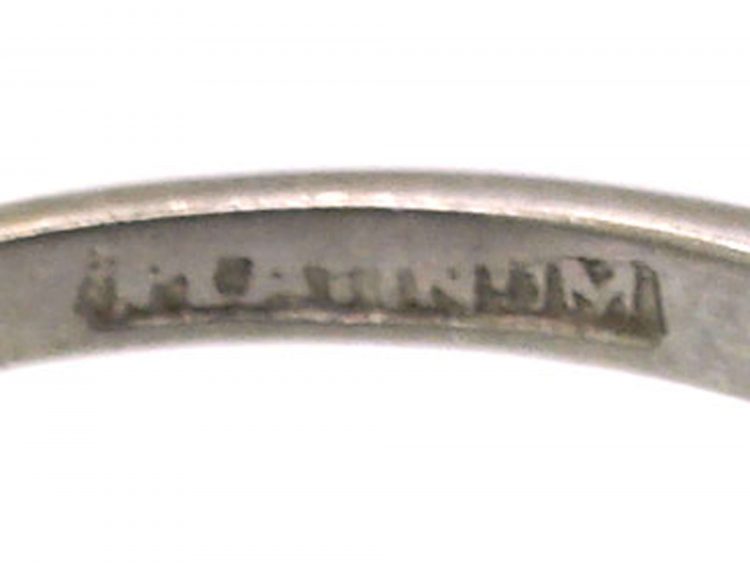 Early 20th Century Platinum, Diamond Solitaire Ring with Diamond Set Shoulders