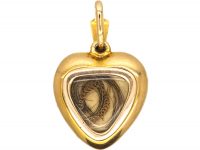 Edwardian 15ct Gold, Natural Split Pearls & Rose Diamonds Heart Pendant