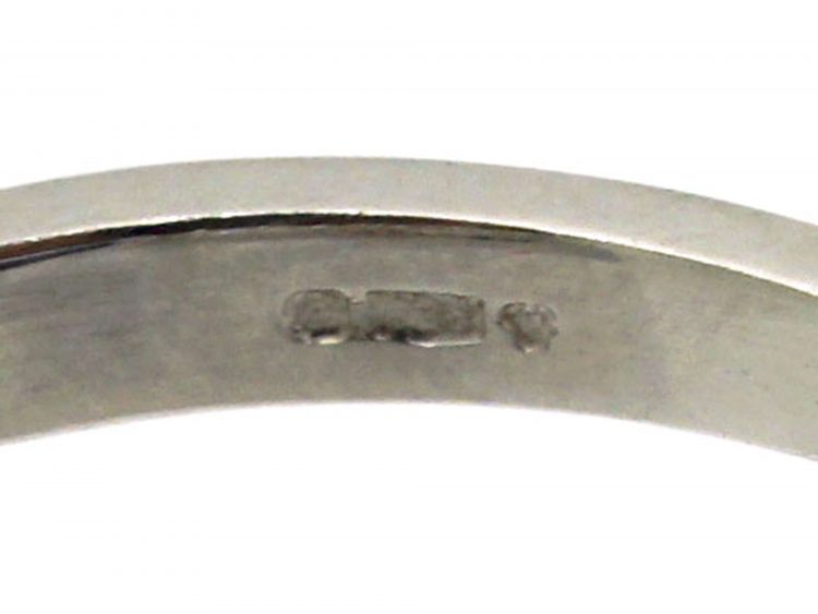 Platinum Large Unheated Sapphire & Diamond Three Stone Ring
