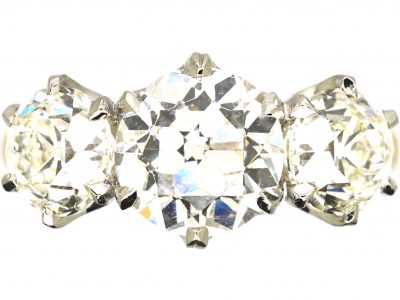 18ct Gold & Platinum Large Three Stone Diamond Ring