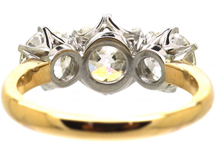 18ct Gold & Platinum Large Three Stone Diamond Ring