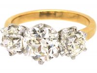 18ct Gold & Platinum Large Three Stone Diamond Ring