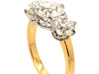 18ct Gold & Platinum Large Three Stone Diamond Ring