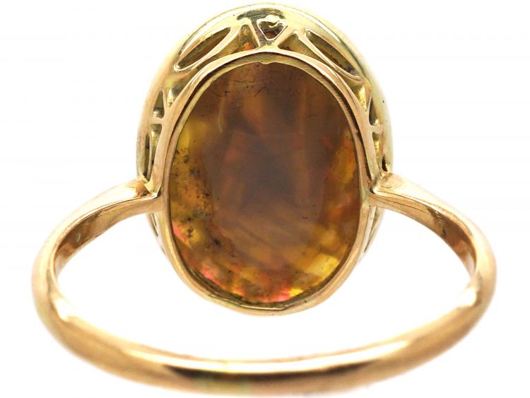 Early 20th Century 15ct Gold Ring set with a Black Opal