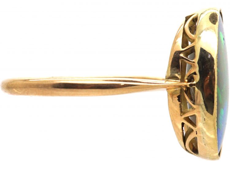 Early 20th Century 15ct Gold Ring set with a Black Opal