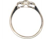 Art Deco 18ct White Gold Five Stone Diamond Quatrefoil Ring