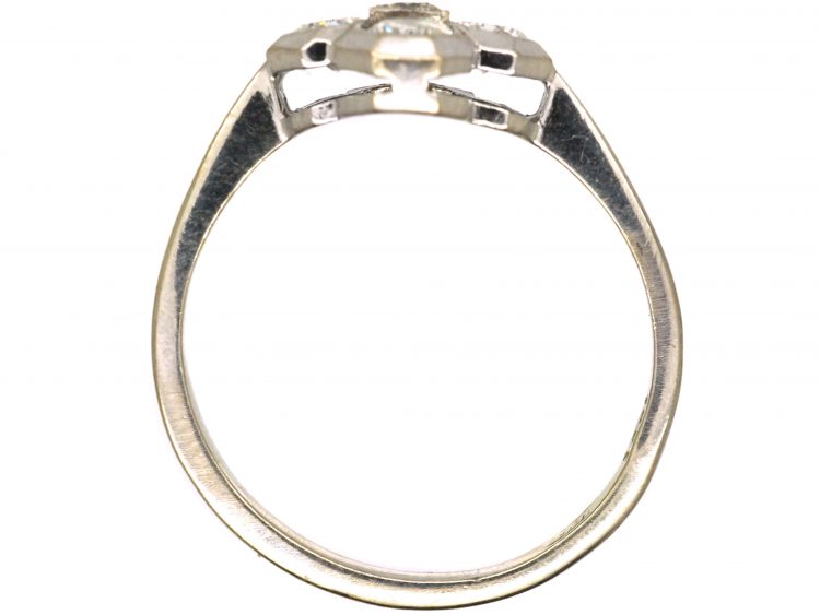Art Deco 18ct White Gold Five Stone Diamond Quatrefoil Ring