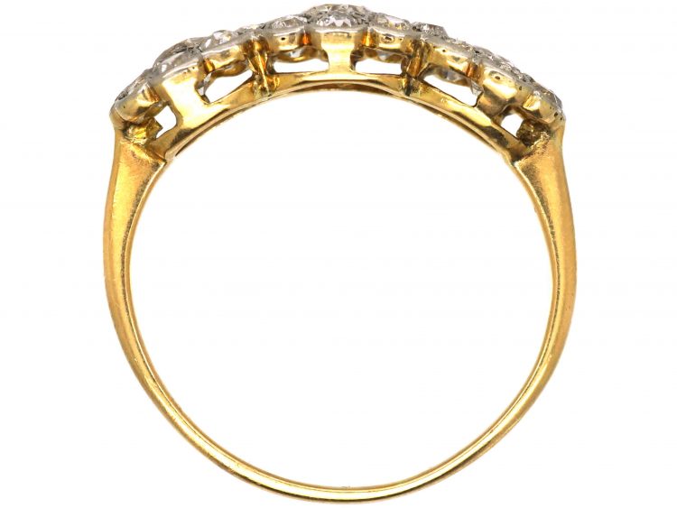 Edwardian 18ct Gold & Platinum, Diamond Triple Cluster Ring