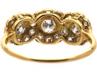 Edwardian 18ct Gold & Platinum, Diamond Triple Cluster Ring