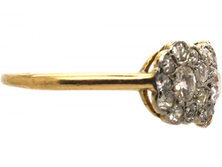 Edwardian 18ct Gold & Platinum, Diamond Triple Cluster Ring