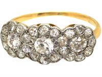 Edwardian 18ct Gold & Platinum, Diamond Triple Cluster Ring