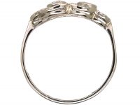 Mid 20th Century Platinum Intertwined Hearts Ring set with Diamonds