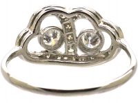 Mid 20th Century Platinum Intertwined Hearts Ring set with Diamonds