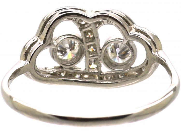 Mid 20th Century Platinum Intertwined Hearts Ring set with Diamonds
