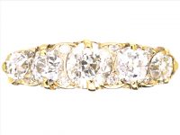 Victorian 18ct Gold Carved Half Hoop Ring set with Five Diamonds