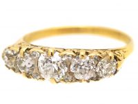 Victorian 18ct Gold Carved Half Hoop Ring set with Five Diamonds