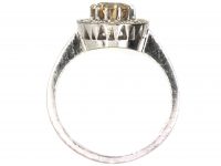 Mid 20th Century 18ct Gold Cluster Ring set with a Cognac Diamond within an Oval Ring of Diamonds