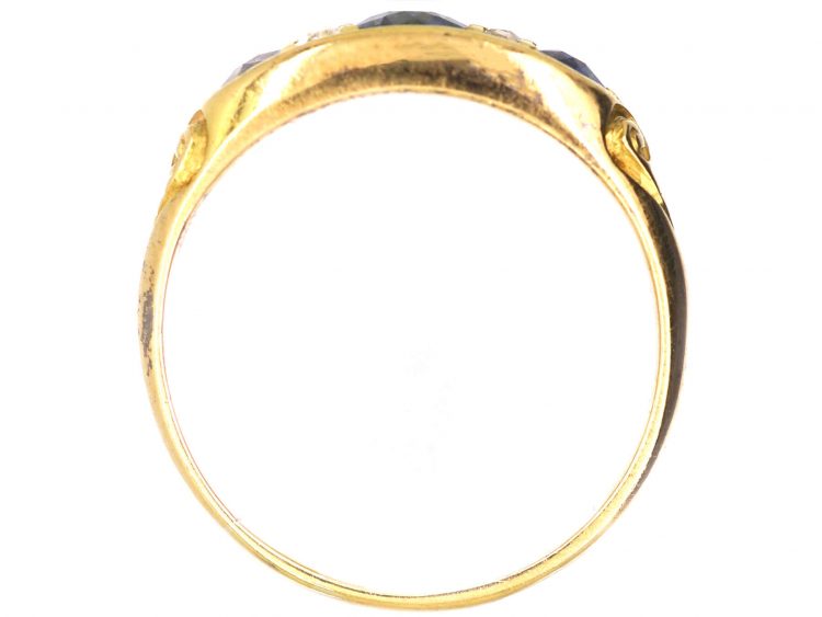 Edwardian 18ct Gold Sapphire & Diamond Three Stone Ring