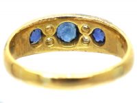Edwardian 18ct Gold Sapphire & Diamond Three Stone Ring