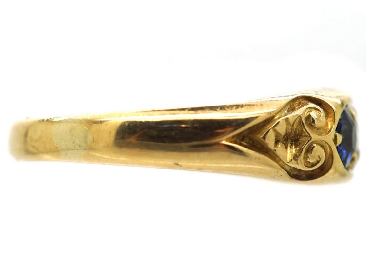 Edwardian 18ct Gold Sapphire & Diamond Three Stone Ring