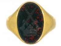 Edwardian 18ct Gold Signet Ring with Bloodstone Intaglio by Charles Green & Sons