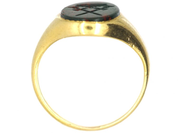 Edwardian 18ct Gold Signet Ring with Bloodstone Intaglio by Charles Green & Sons