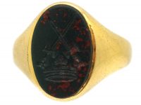 Edwardian 18ct Gold Signet Ring with Bloodstone Intaglio by Charles Green & Sons